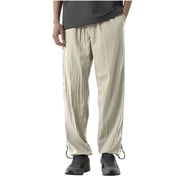Mens Classic-FIT Summer Pocket Drawstring Casual Pocket Pants Spring/Summer Pants for Men Green M