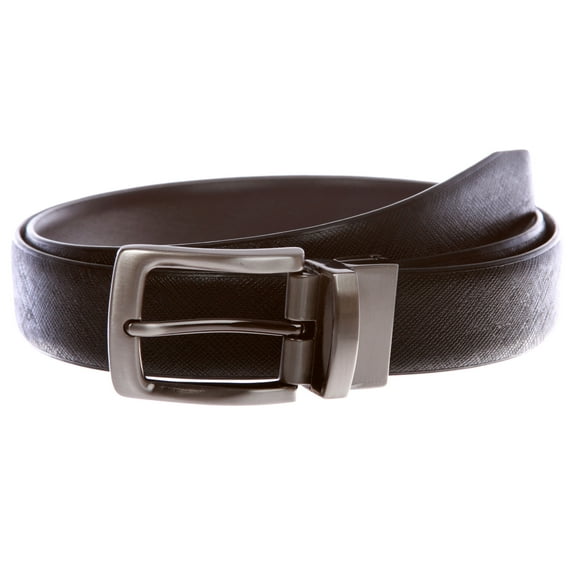 Men's Classic & Fashion Feather Edged Embossed Reversible Leather Dress Belt