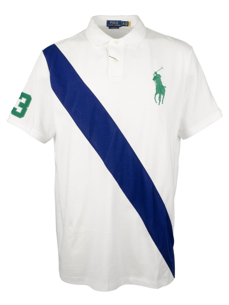 Men's Classic Fit Big Pony Mesh Short Sleeve Polo Shirt Wht X