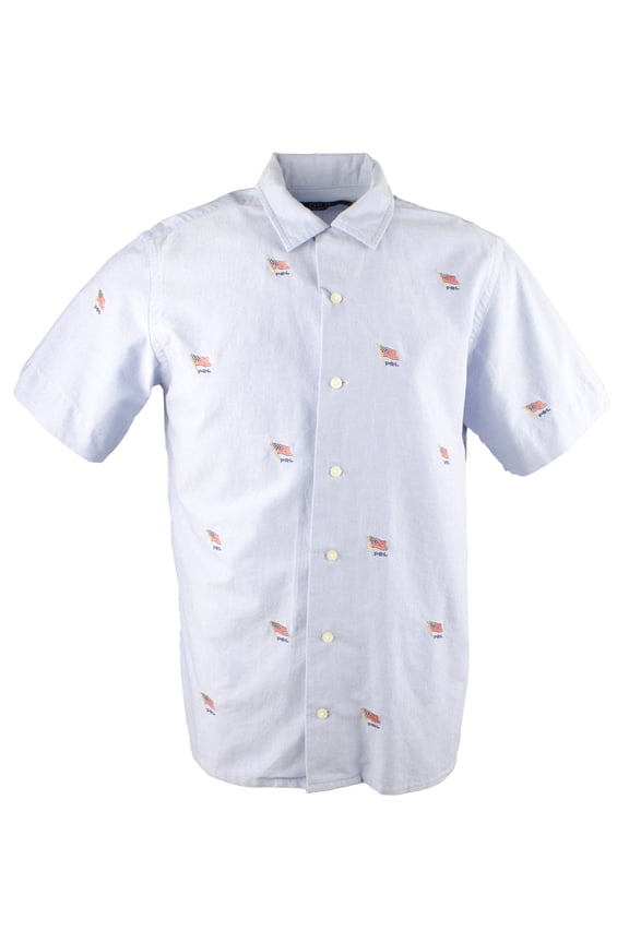 Men's Classic Fit Flag Oxford Camp Shirt AOE Large