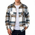 thumbnail image 1 of Men's Classic Fit Flannel Plaid Shirt Shackets 2 Chest Pockets Long Sleeve Button Down Collared Blouses Jackets (2XL, Blue), 1 of 6