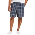 thumbnail image 1 of Men's Classic Fit Flat Front Cotton Plaid Stripe Pattern Lightweight Shorts (Plaid Navy, 46), 1 of 3