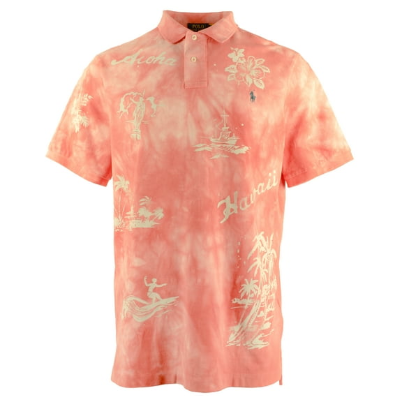 Men's Classic Fit Hawaii Print Polo Shirt Rd Medium