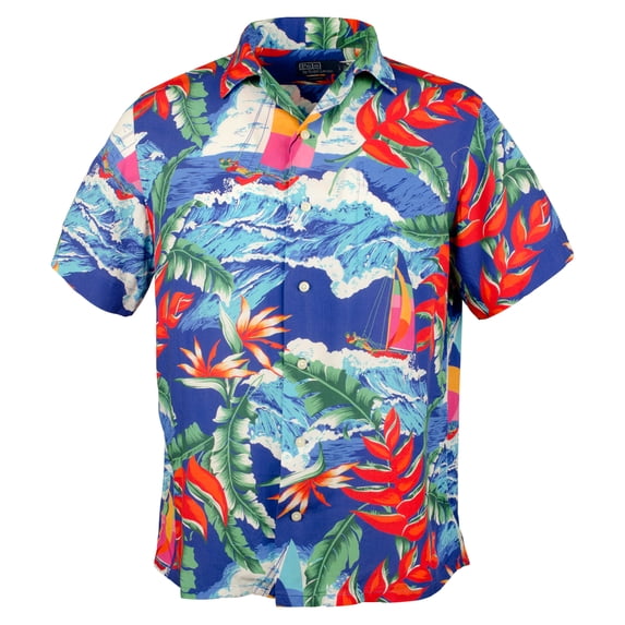 Men's Classic Fit Hoffman Print Camp Shirt Mlt Large
