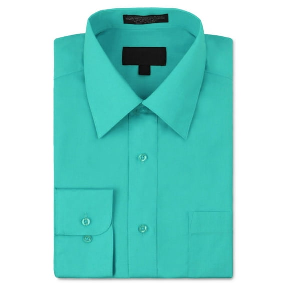 Men's Classic Fit Long Sleeve Wrinkle Resistant Button Down Premium Dress Shirt (Aqua,S)