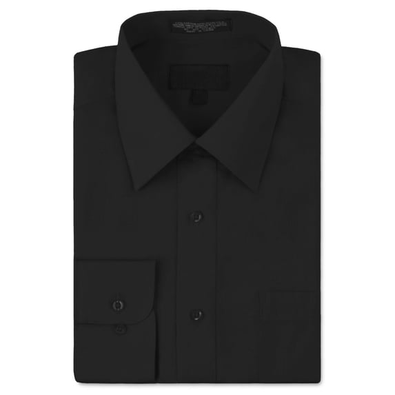 Men's Classic Fit Long Sleeve Wrinkle Resistant Button Down Premium Dress Shirt (Black,S)