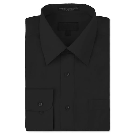 Men's Classic Fit Long Sleeve Wrinkle Resistant Button Down Premium Dress Shirt (Black,S)