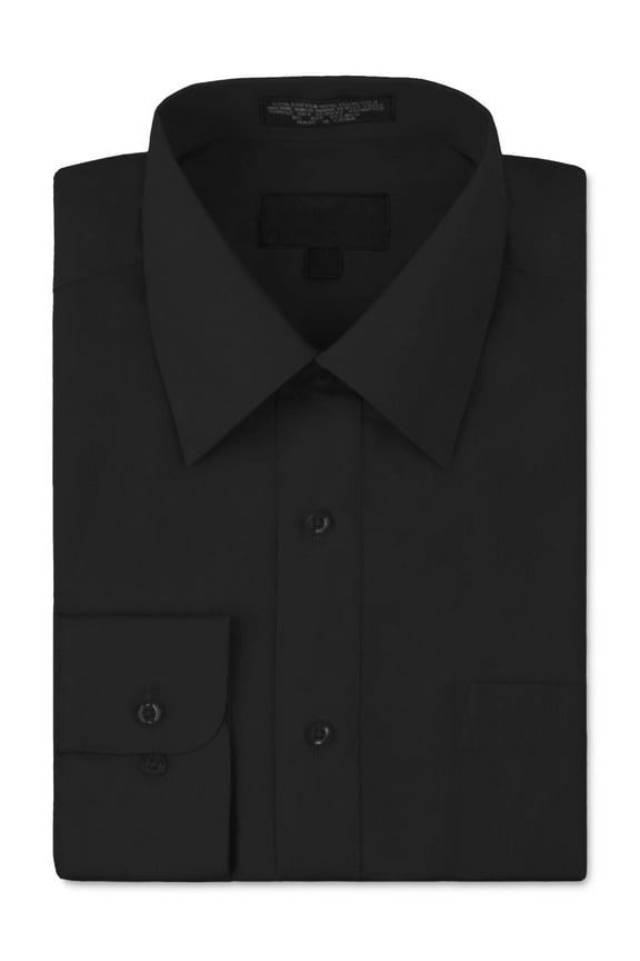 Men's Classic Fit Long Sleeve Wrinkle Resistant Button Down Premium Dress Shirt (Black,S)