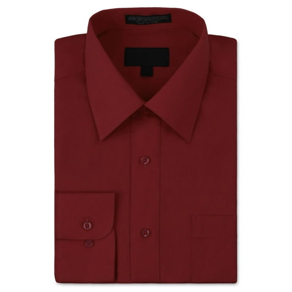 Men's Classic Fit Long Sleeve Wrinkle Resistant Button Down Premium Dress Shirt (Burgundy,XL)