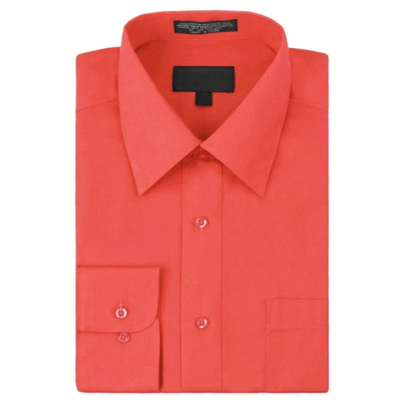 Men's Classic Fit Long Sleeve Wrinkle Resistant Button Down Premium Dress Shirt (Coral,4XL)