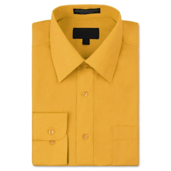 Men's Classic Fit Long Sleeve Wrinkle Resistant Button Down Premium Dress Shirt (Gold, 2XL)