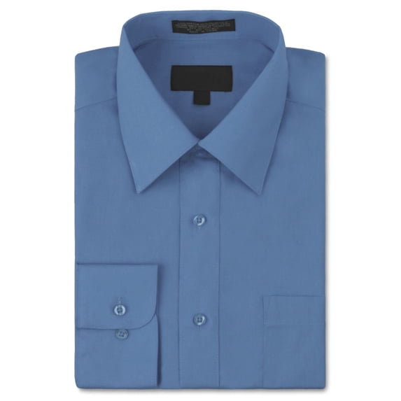 Men's Classic Fit Long Sleeve Wrinkle Resistant Button Down Premium Dress Shirt (Medium Blue,S)