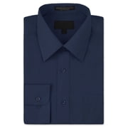 blue dress shirt walmart OmegaTux Men's Slim Fit Button Up Long Sleeve Solid Dress Shirt - Royal Blue