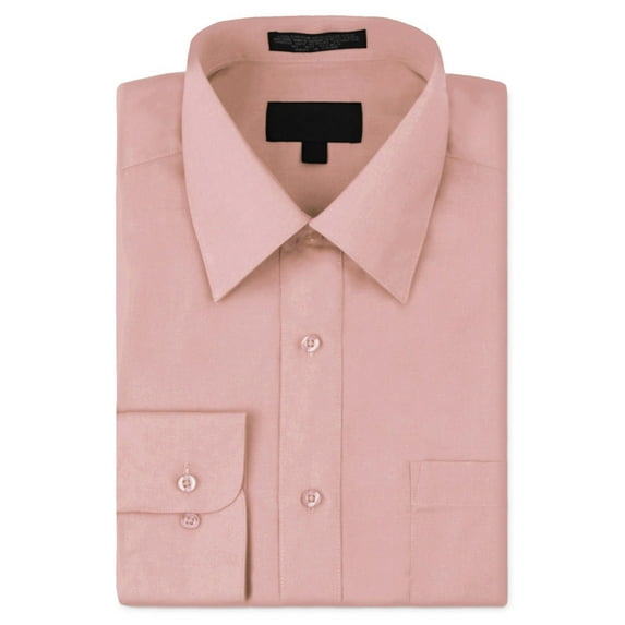 Men's Classic Fit Long Sleeve Wrinkle Resistant Button Down Premium Dress Shirt (New Pink, S)