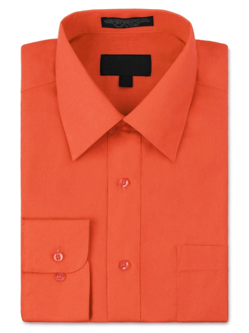 Men's Classic Fit Long Sleeve Wrinkle Resistant Button Down Premium Dress  Shirt (Orange, XL) - Walmart.com