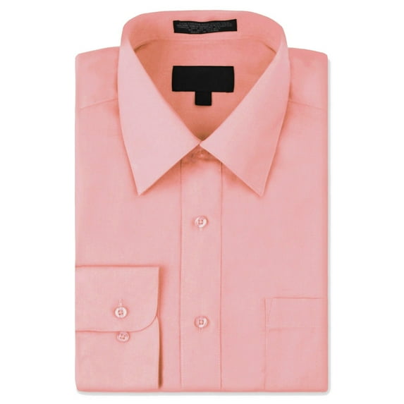 Men's Classic Fit Long Sleeve Wrinkle Resistant Button Down Premium Dress Shirt (Pink, XL)