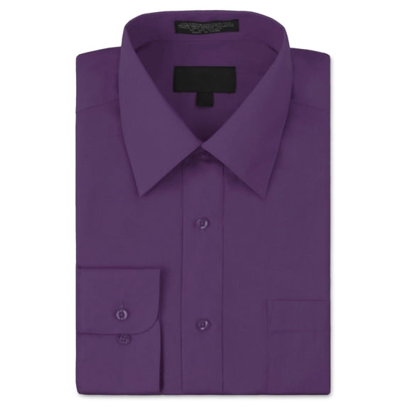 Men's Classic Fit Long Sleeve Wrinkle Resistant Button Down Premium Dress Shirt (Purple,S)