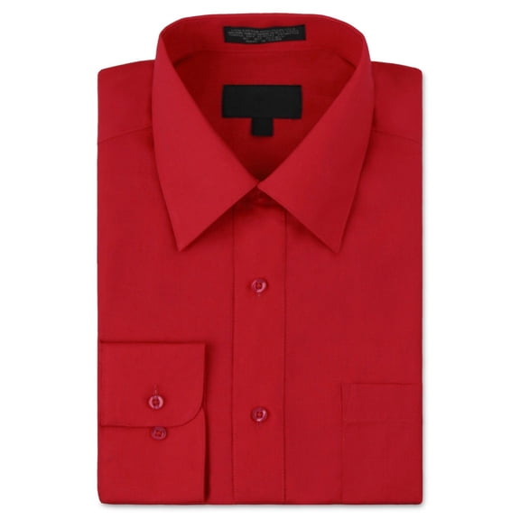 Men's Classic Fit Long Sleeve Wrinkle Resistant Button Down Premium Dress Shirt (Red,4XL)