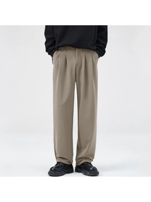 Men's Classic Fit Pleated Cuffed Microfiber Dress Pants Formal Business S-XL