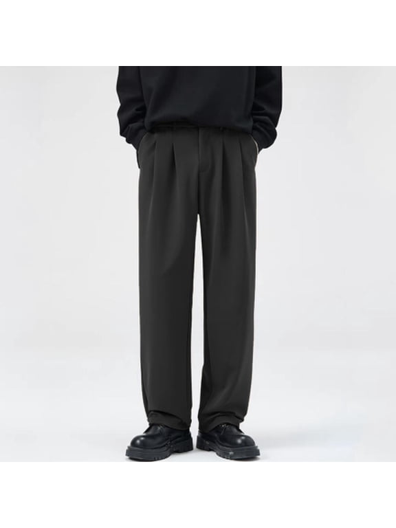 Men's Classic Fit Pleated Cuffed Microfiber Dress Pants Formal Business S-XL