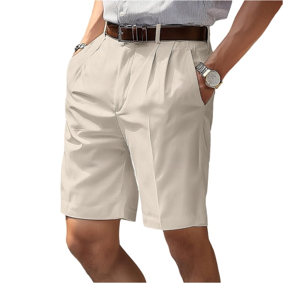 Men's Classic Fit Pleated Shorts with Pockets, Comfortable and Stylish Casual Wear for Summer Outings