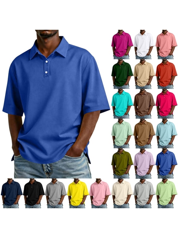 Men's Classic Fit Short Sleeve Dual Tipped Collar Polo Shirt Black 3XL