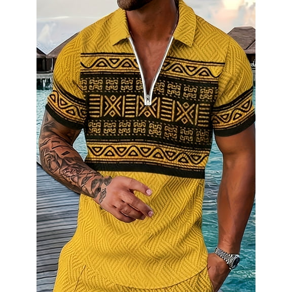 Men's Classic Fit Short Sleeve Solid Soft Cotton Polo Shirt Yellow M