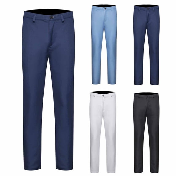 Men's Classic Fit Stretch Hybrid Golf & Dress Work Pants All-Day Comfort Performance Trousers for Business & Travel Size M-5XL White