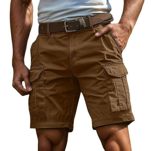 Men’s Classic Fit Stretch Lightweight Cargo Short 2025 Summer Casual Drawstring Elastic Waist Workout Beach Vacation Shorts Y2k Hip Hop Shorts (Coffee, 4XL)