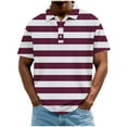 thumbnail image 1 of Men's Classic Fit Striped T-shirt Casual Button Lapel Golf Shirts Loose Color Block Polo Blouse, 1 of 3
