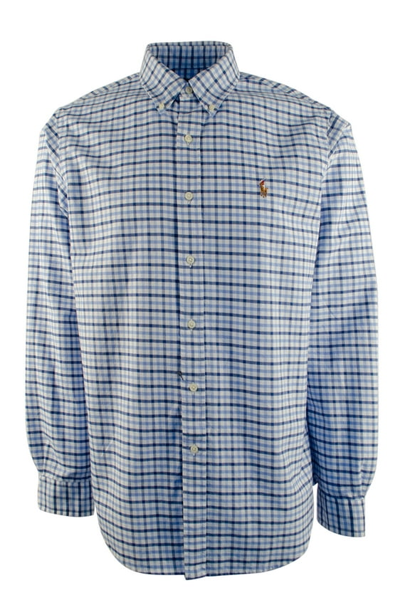 Men's Classic Fit Tattersall Oxford Button Down Shirt-SB-XS