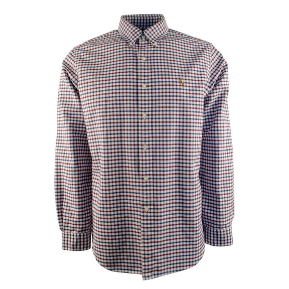 Men's Classic Fit Tattersall Oxford Button Down Shirt-WR-XS