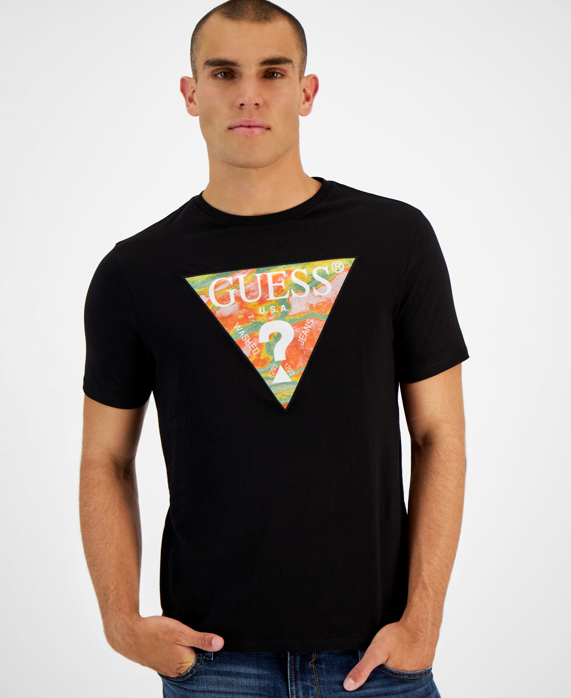 Guess Womens Mini Triangle T-Shirts In Black – SA