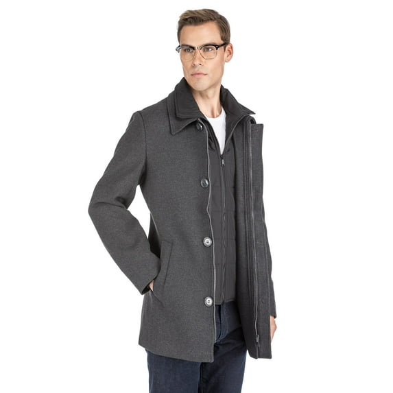 Men's Classic Fit Wool Blend Bibbed Topcoat