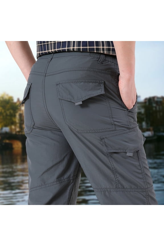 Men's Classic-Fit Wrinkle-Resistant Flat-Front Chino Pant Men's Summer New Style Outdoor Fast-Drying Breathable Sport Trousers Sports Pant for and Christmas - Fall