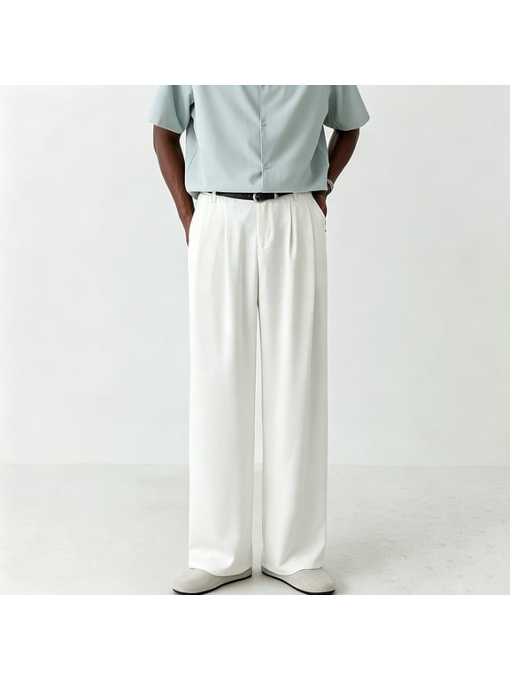 Men's Classic Fit Wrinkle Resistant Plain Weave Pants S-XL（without belt）