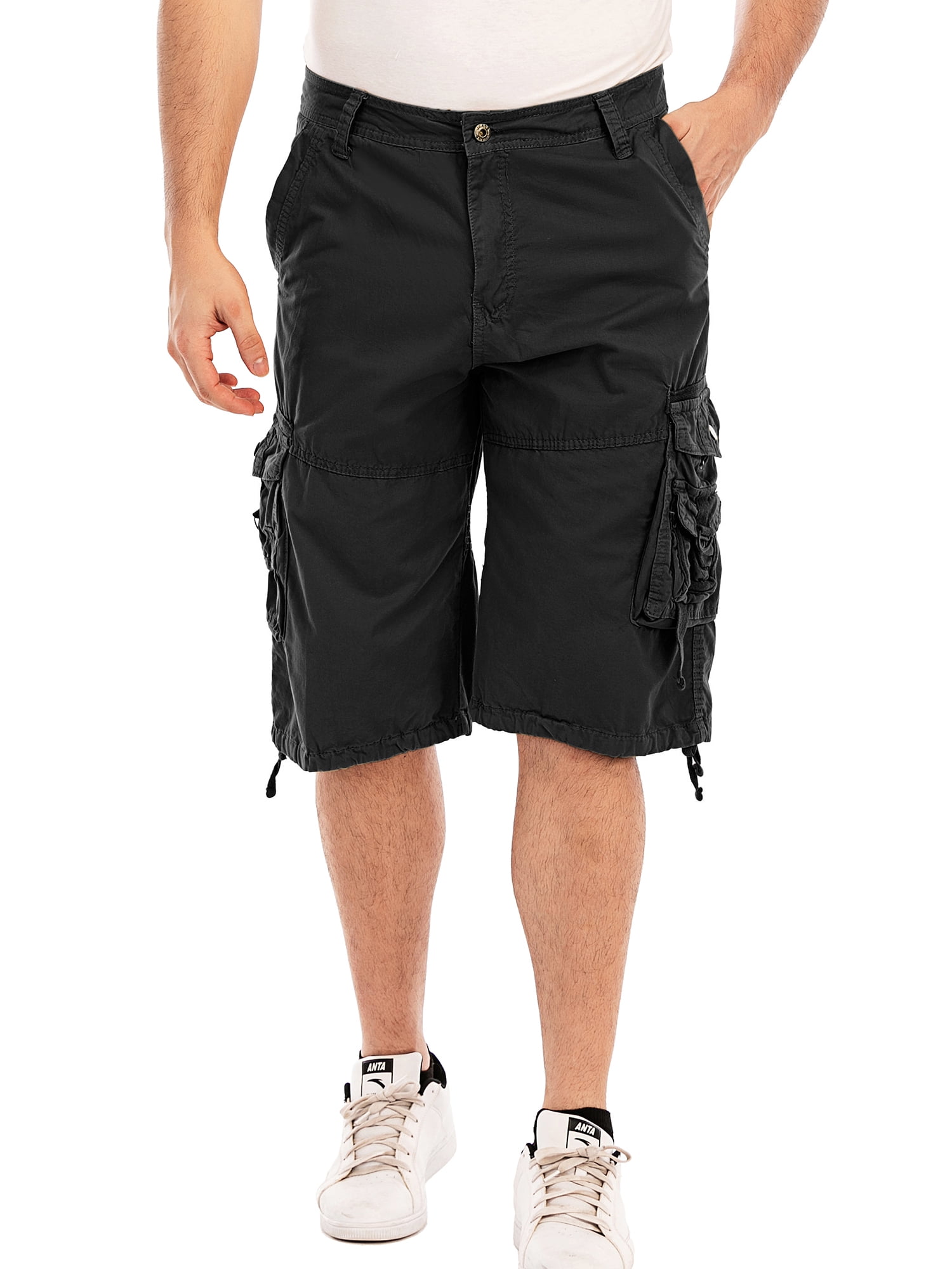 Men's Classic Flight Short Basic Cargo Short Below Knee Shorts Capri Pants  Elastic Waist Cargo Shorts Cotton Relaxed Fit Outdoor Multi Pocket Work  Shorts 