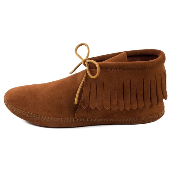 Minnetonka Men's Classic Fringe Boot, Soft Leather Sole Brown, 11 M US