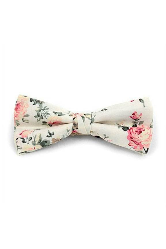 Men’s Classic Full Roses Ivory Cotton Boxed Banded Bow Tie