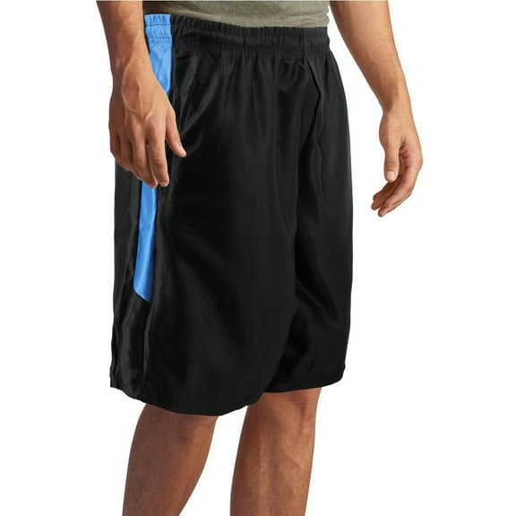 Men's Classic Gym Fitness Athletic Mesh Training Sport Drawstring Basketball Shorts (MP118-BlackBlue, L)