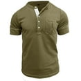 thumbnail image 1 of Men's Classic Henley Shirt Casual Raglan Short Sleeve Button-Down Cotton T-Shirt with Pockets, 1 of 5