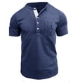 thumbnail image 1 of Men's Classic Henley Shirt Casual Raglan Short Sleeve Button-Down Cotton T-Shirt with Pockets, 1 of 6