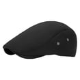 thumbnail image 1 of Men's Classic Herringbone Newsboy Cap Cotton Flat Hat with Adjustable Fit Washed Beret Style for Golf Driving Cabbie Casual Look (Black), 1 of 4