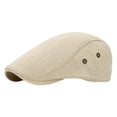 thumbnail image 1 of Men's Classic Herringbone Newsboy Cap Cotton Flat Hat with Adjustable Fit Washed Beret Style for Golf Driving Cabbie Casual Look (Khaki), 1 of 4