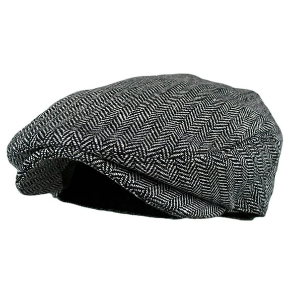 Men's Classic Herringbone Tweed Newsboy Cap Ivy Hat Wool Blend Vintage Style Driver Hat for Casual Outdoor Fashion
