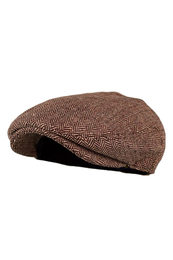 Men's Classic Herringbone Tweed Newsboy Cap, Wool Blend Ivy Hat, Vintage Style Peaked Cap in Big Sizes, Perfect for Fall Winter Fashion. Multicolor 1PC