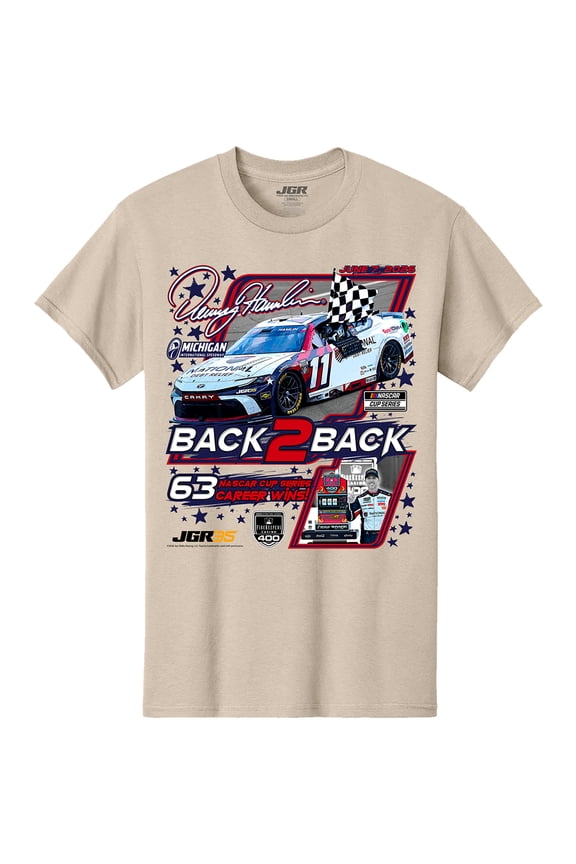 Men's Classic Ink Cream Denny Hamlin 2026 FireKeepers Casino 400 Race Winner T-Shirt