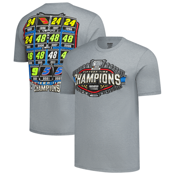 Men's Classic Ink  Heather Gray Hendrick Motorsports 15x Champions Tri-Blend T-Shirt