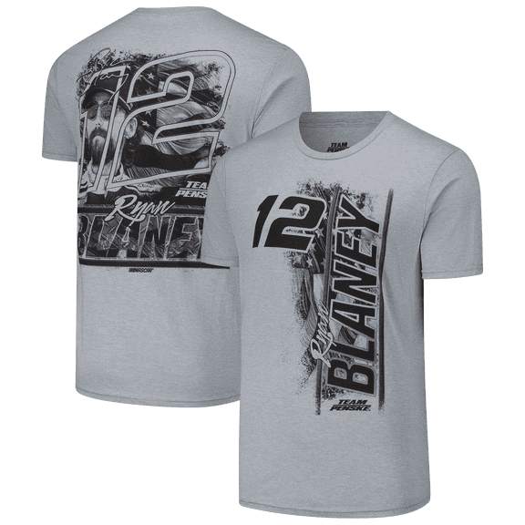 Men's Classic Ink Heather Gray Ryan Blaney Flag Tri-Blend T-Shirt