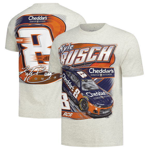 Men's Classic Ink Oatmeal Kyle Busch Cheddar's Flash 2-Spot T-Shirt